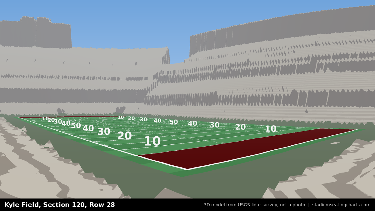 View from Kyle Field Section 120, Row 28, looking toward the field
