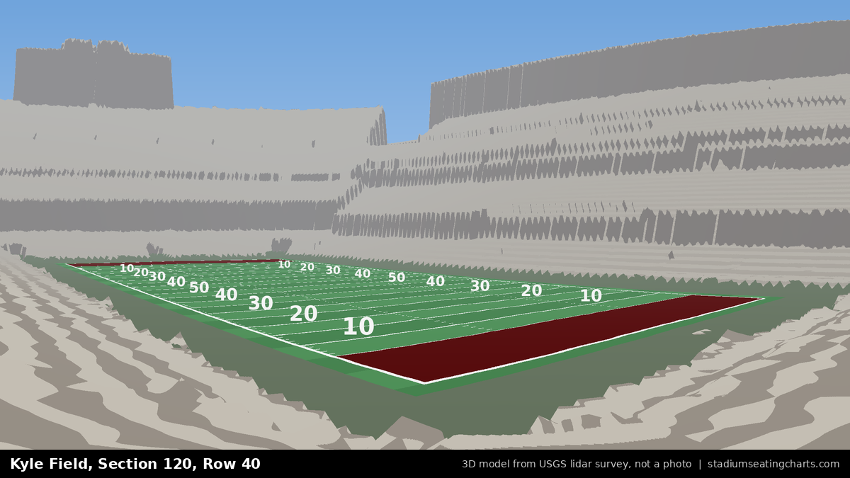 View from Kyle Field Section 120, Row 40, looking toward the field