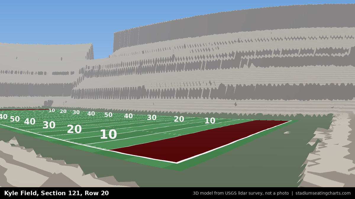 View from Kyle Field Section 121, Row 20, looking toward the field