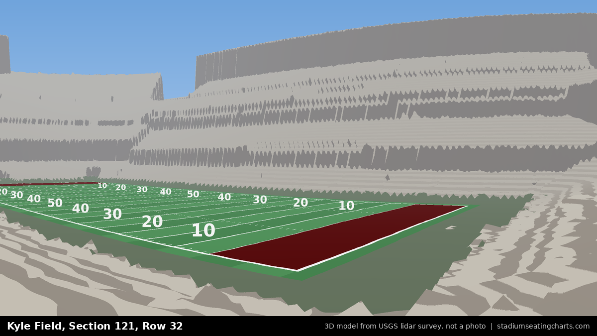 View from Kyle Field Section 121, Row 32, looking toward the field