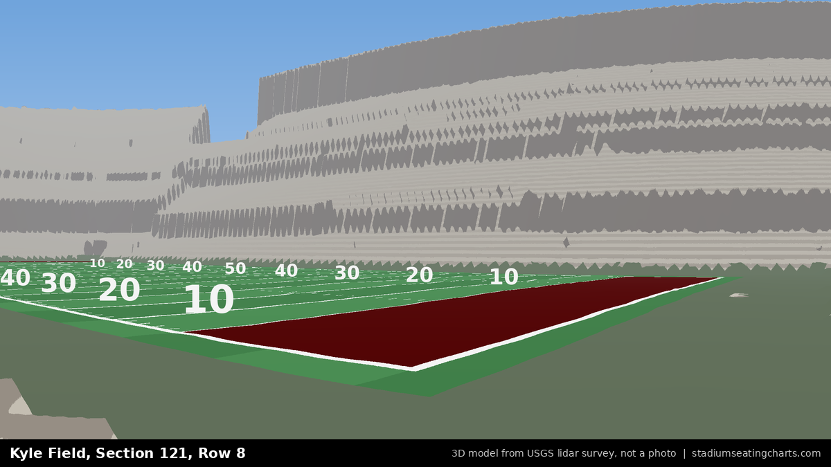View from Kyle Field Section 121, Row 8, looking toward the field