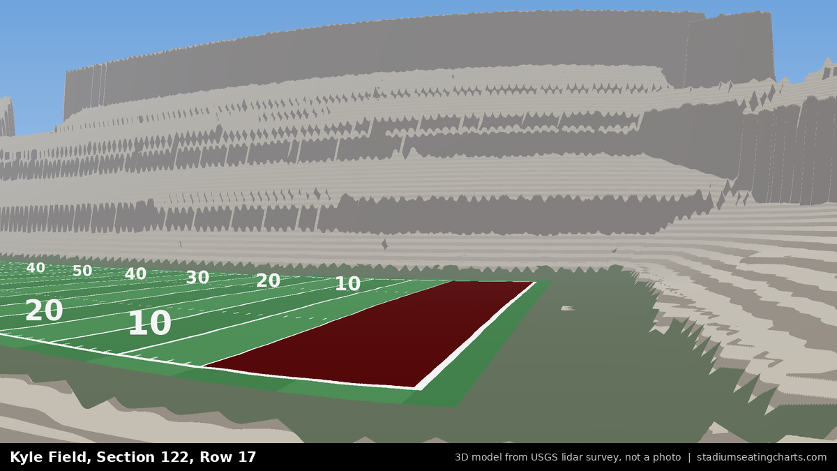 View from Kyle Field Section 122, Row 17, looking toward the field
