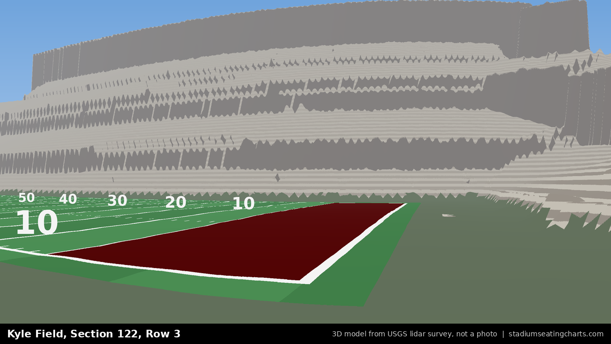 View from Kyle Field Section 122, Row 3, looking toward the field