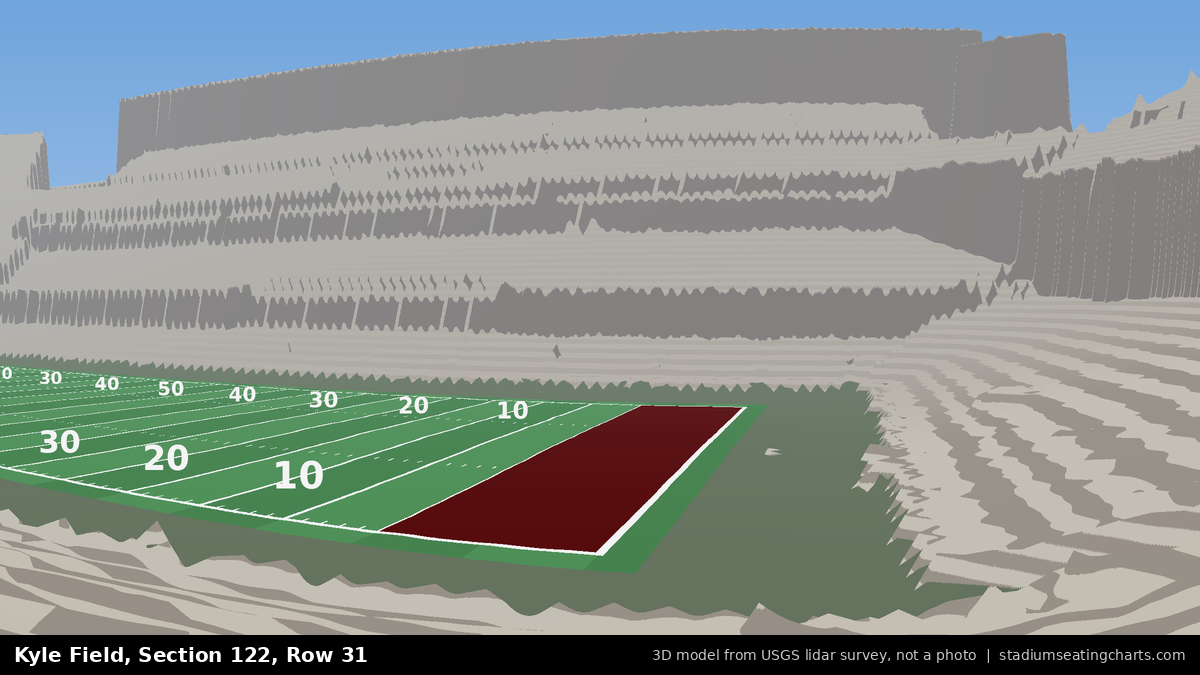 View from Kyle Field Section 122, Row 31, looking toward the field