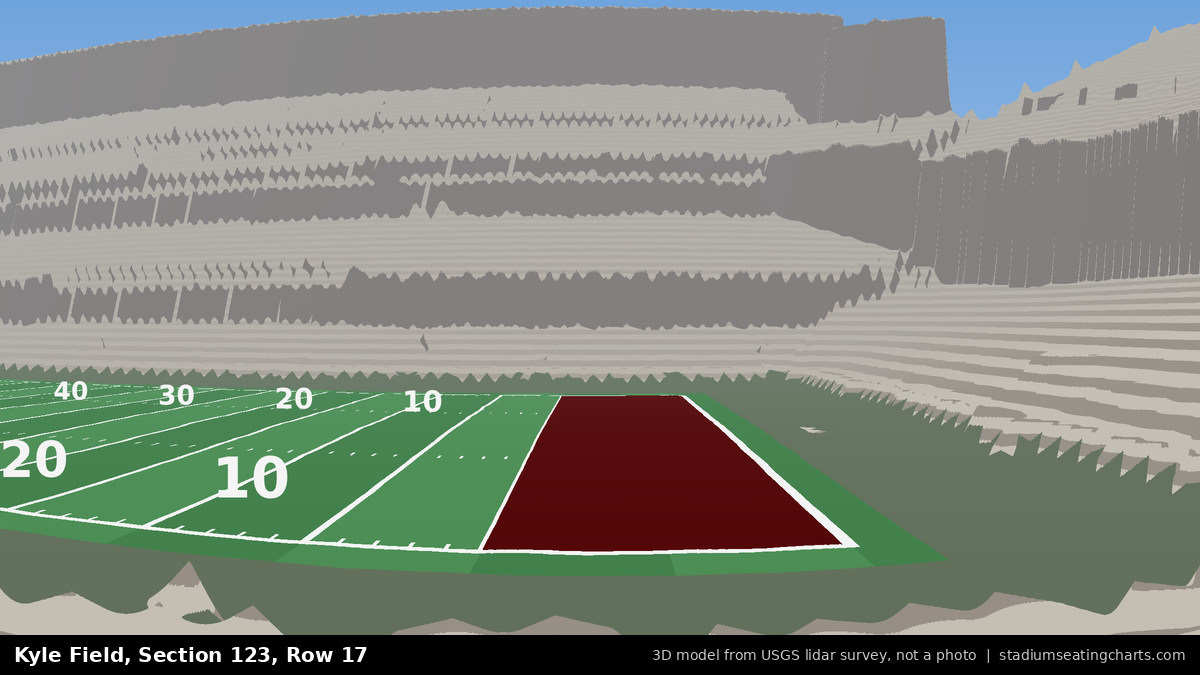 View from Kyle Field Section 123, Row 17, looking toward the field