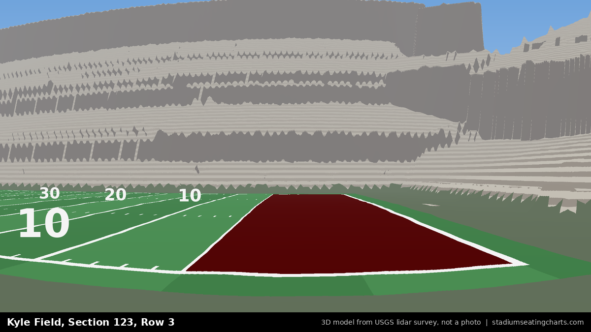 View from Kyle Field Section 123, Row 3, looking toward the field