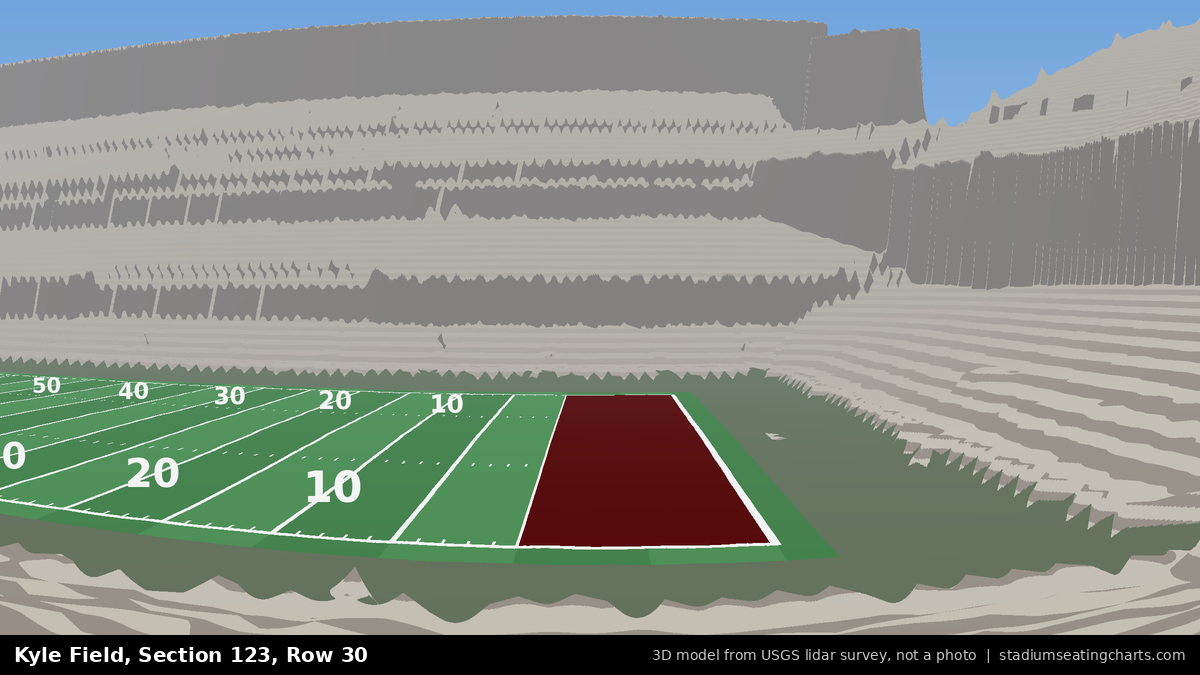 View from Kyle Field Section 123, Row 30, looking toward the field