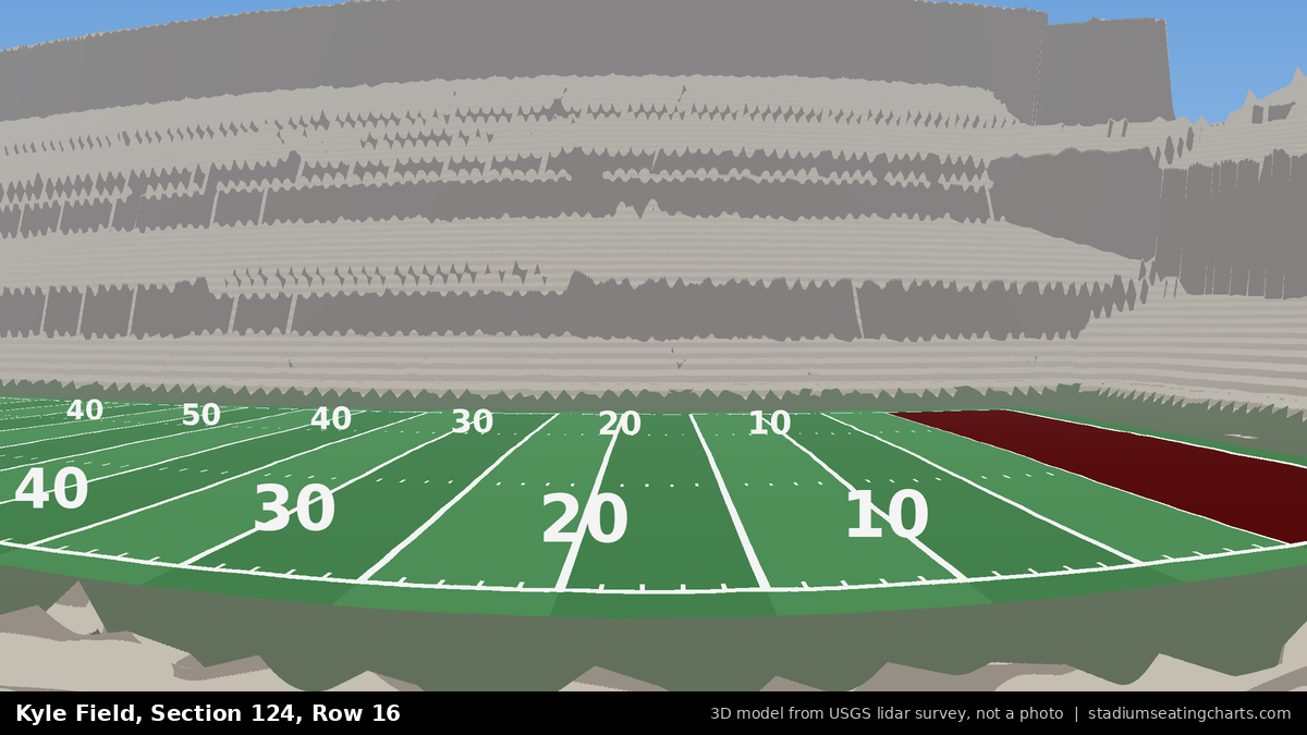 View from Kyle Field Section 124, Row 16, looking toward the field