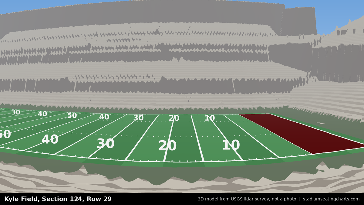 View from Kyle Field Section 124, Row 29, looking toward the field