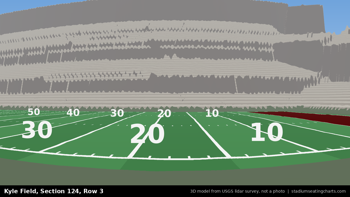 View from Kyle Field Section 124, Row 3, looking toward the field