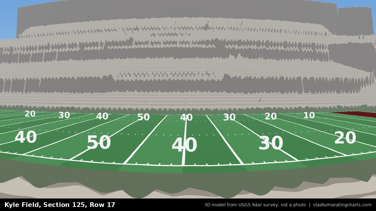 View from Kyle Field Section 125, Row 17, looking toward the field