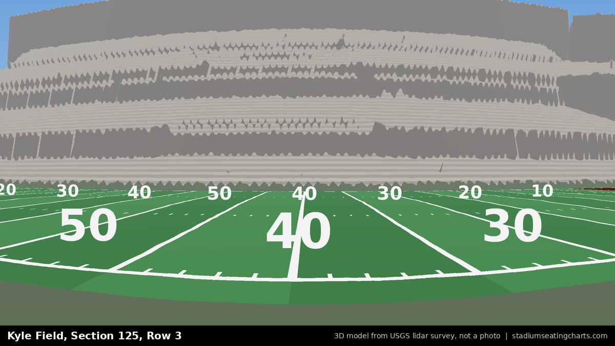 View from Kyle Field Section 125, Row 3, looking toward the field