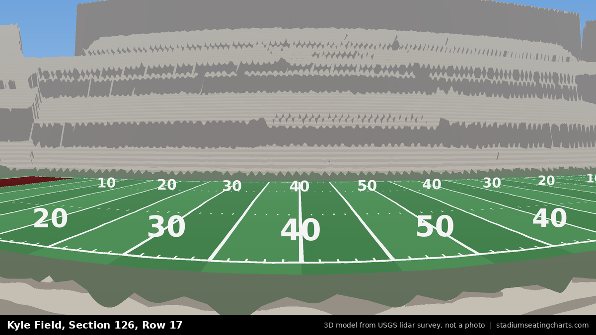 View from Kyle Field Section 126, Row 17, looking toward the field