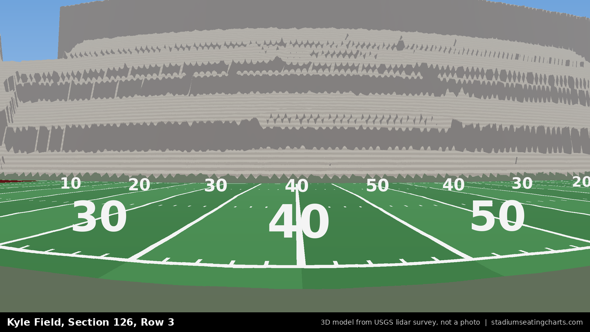 View from Kyle Field Section 126, Row 3, looking toward the field
