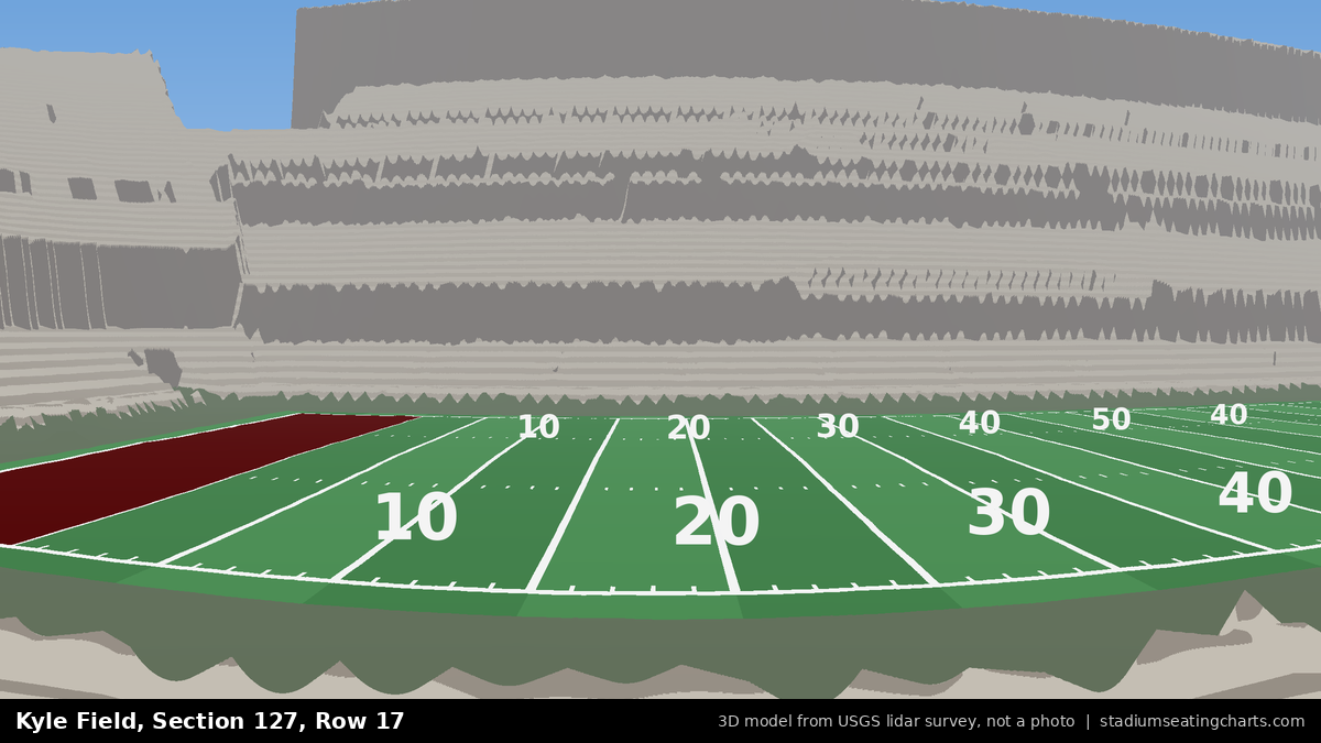 View from Kyle Field Section 127, Row 17, looking toward the field
