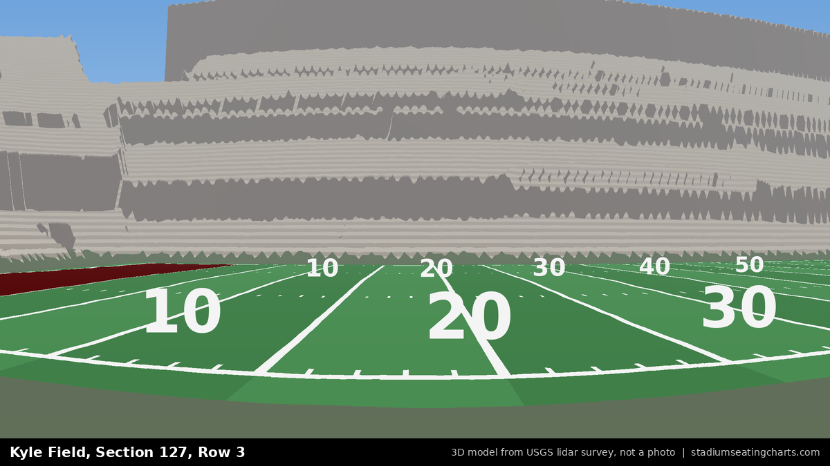 View from Kyle Field Section 127, Row 3, looking toward the field