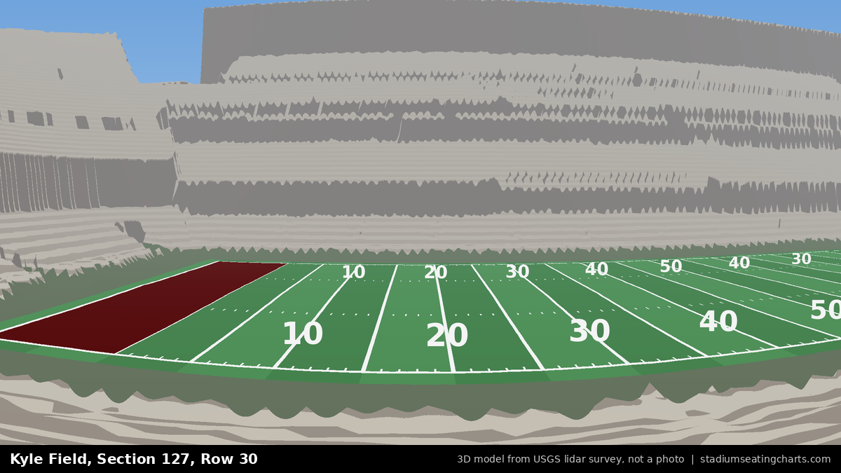 View from Kyle Field Section 127, Row 30, looking toward the field