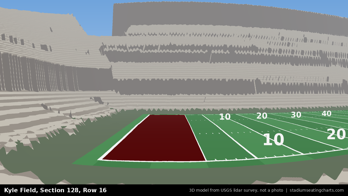 View from Kyle Field Section 128, Row 16, looking toward the field