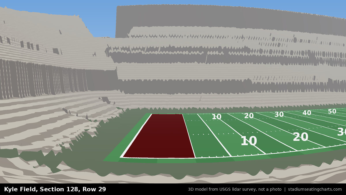 View from Kyle Field Section 128, Row 29, looking toward the field