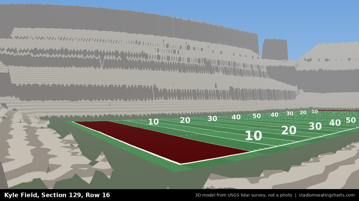 View from Kyle Field Section 129, Row 16, looking toward the field