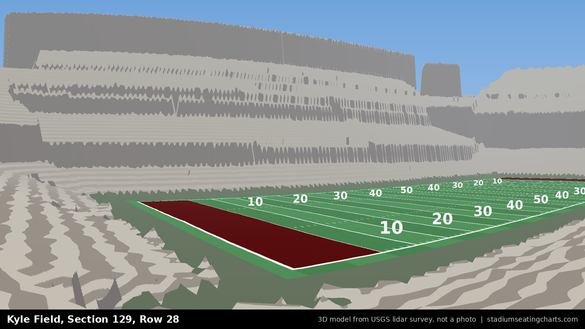 View from Kyle Field Section 129, Row 28, looking toward the field