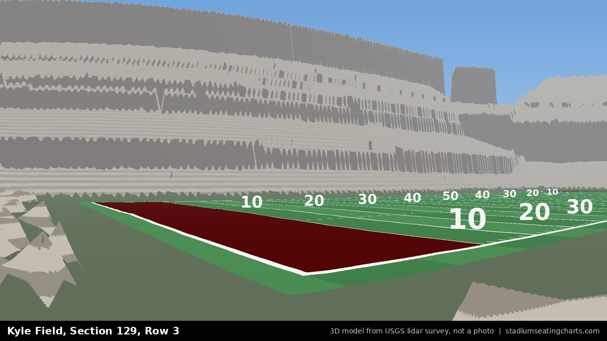 View from Kyle Field Section 129, Row 3, looking toward the field
