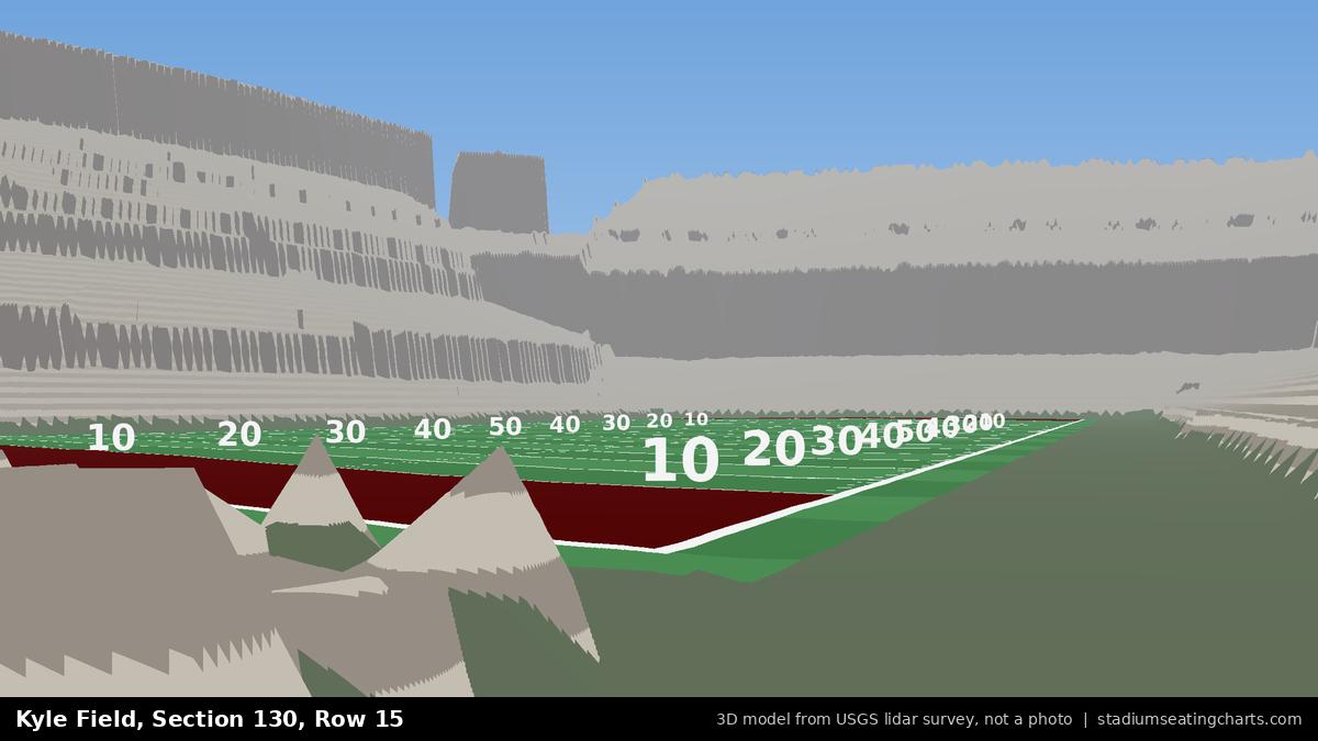 View from Kyle Field Section 130, Row 15, looking toward the field