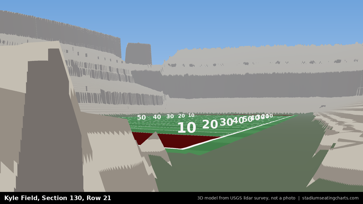 View from Kyle Field Section 130, Row 21, looking toward the field