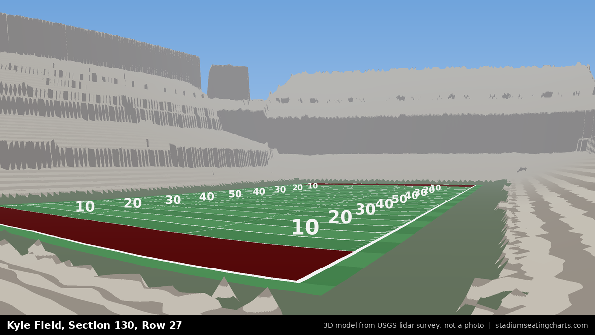 View from Kyle Field Section 130, Row 27, looking toward the field