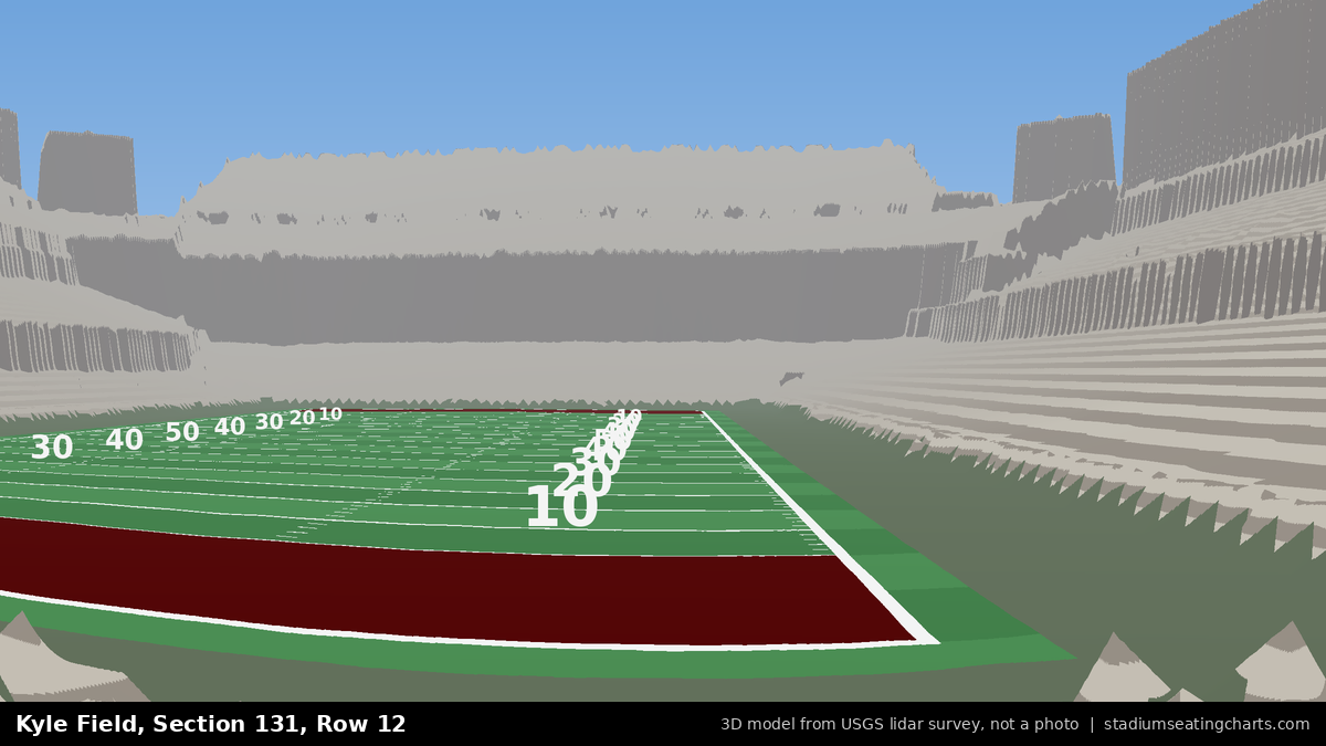 View from Kyle Field Section 131, Row 12, looking toward the field