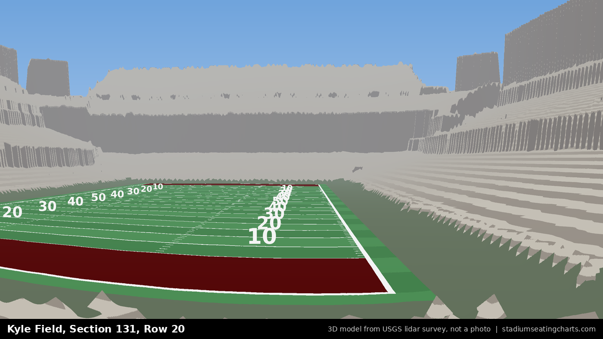 View from Kyle Field Section 131, Row 20, looking toward the field