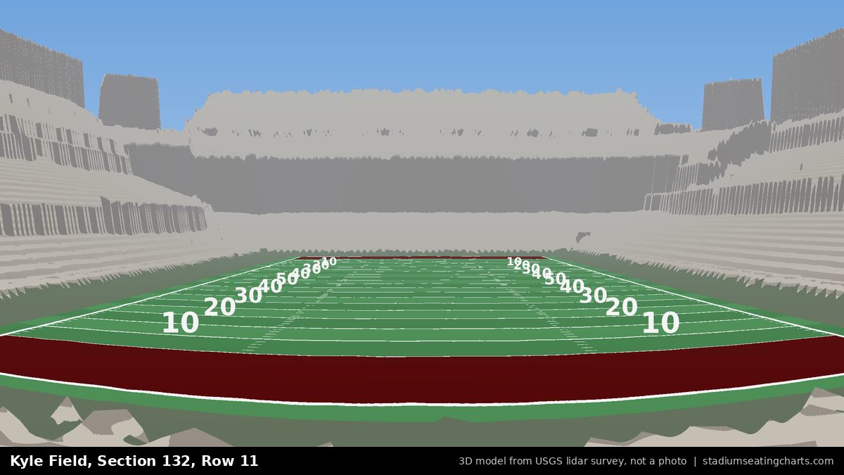 View from Kyle Field Section 132, Row 11, looking toward the field