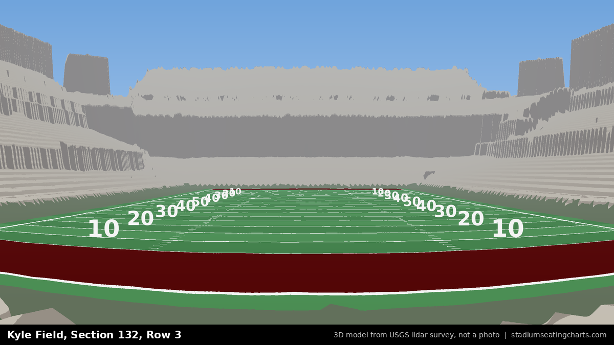 View from Kyle Field Section 132, Row 3, looking toward the field