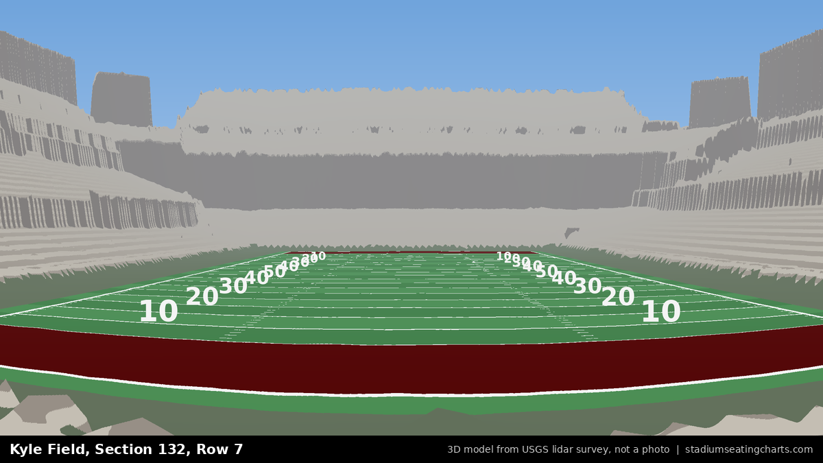 View from Kyle Field Section 132, Row 7, looking toward the field