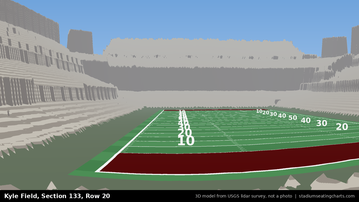 View from Kyle Field Section 133, Row 20, looking toward the field