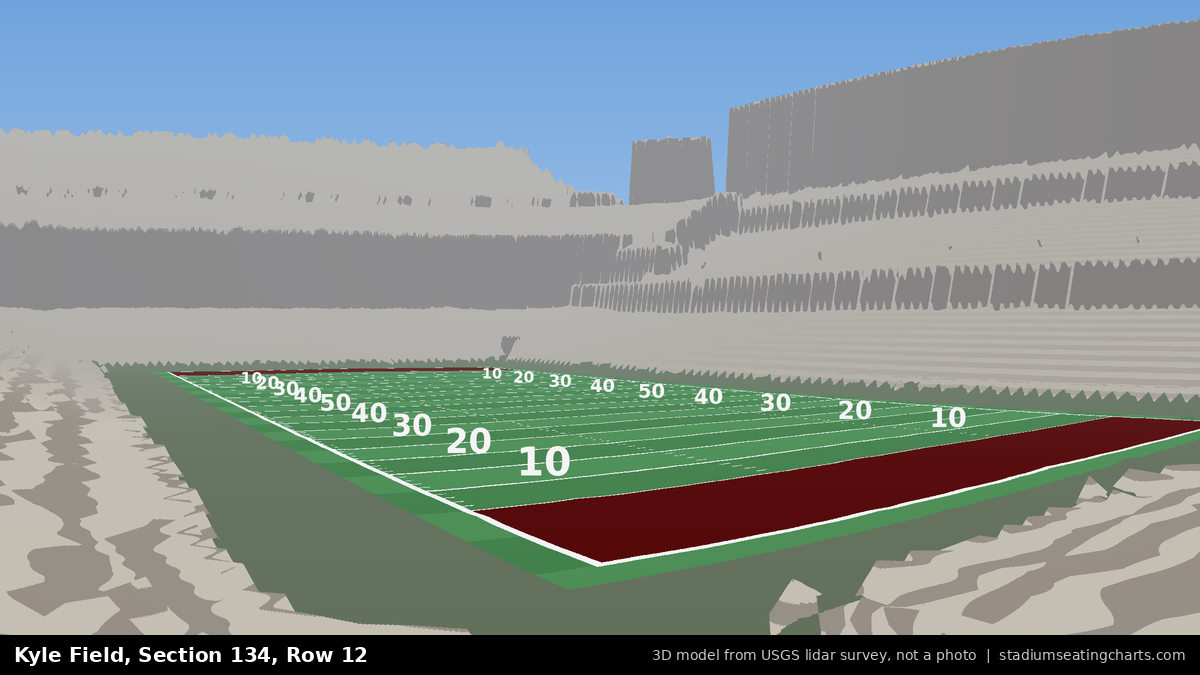 View from Kyle Field Section 134, Row 12, looking toward the field