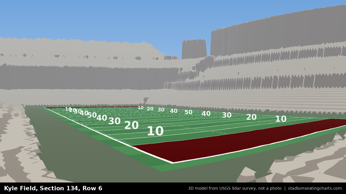 View from Kyle Field Section 134, Row 6, looking toward the field