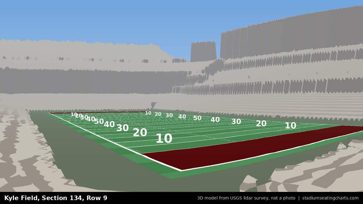 View from Kyle Field Section 134, Row 9, looking toward the field
