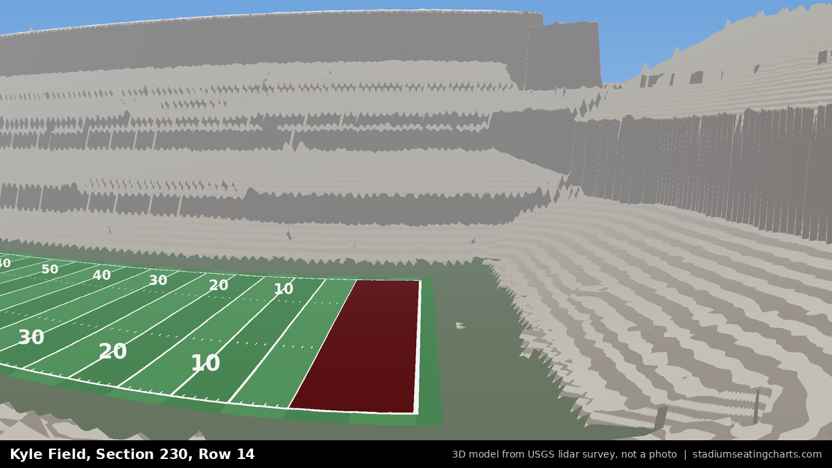 View from Kyle Field Section 230, Row 14, looking toward the field