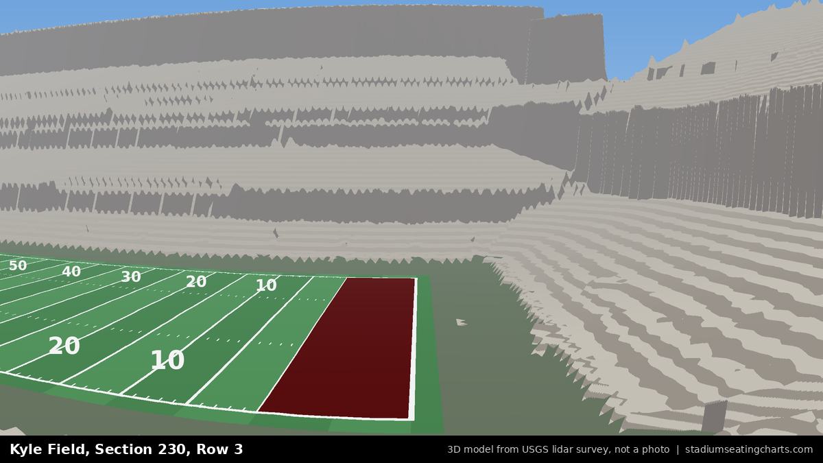 View from Kyle Field Section 230, Row 3, looking toward the field