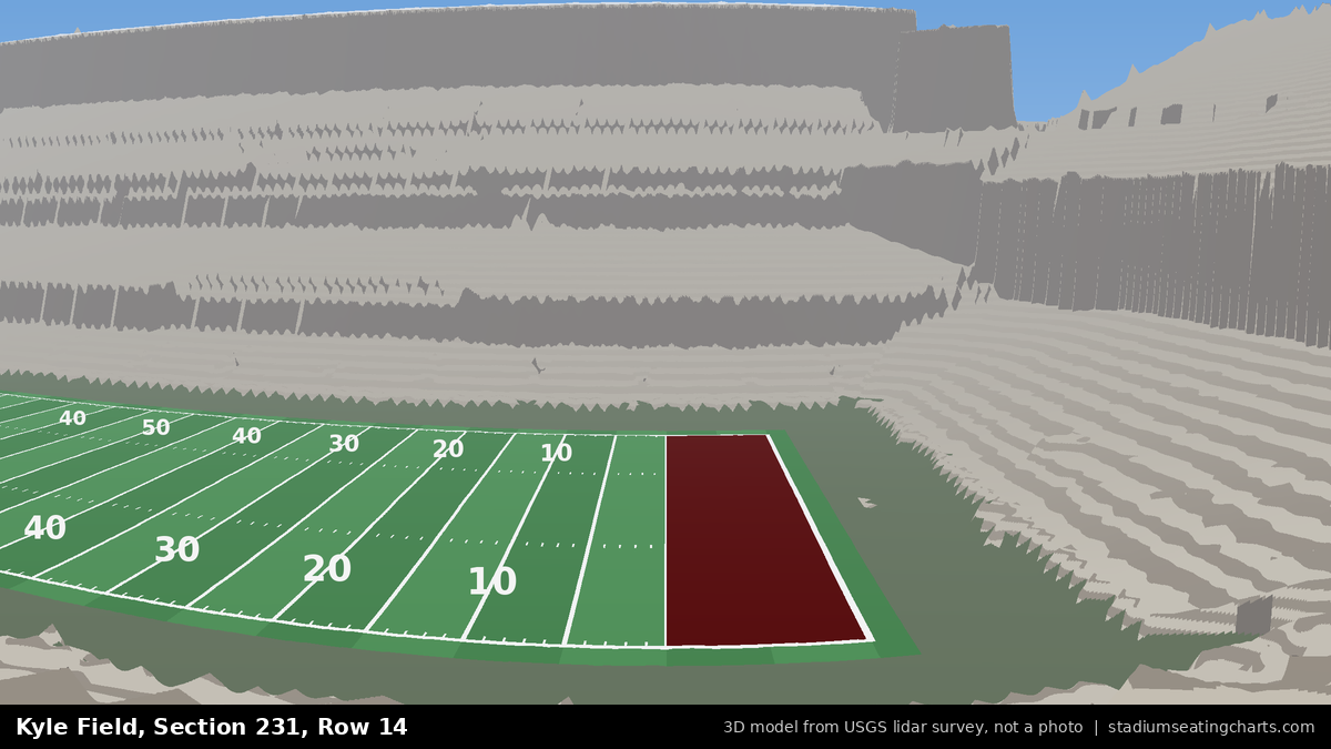 View from Kyle Field Section 231, Row 14, looking toward the field