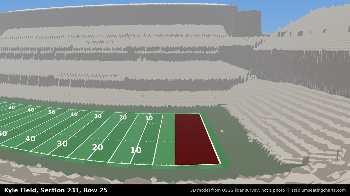 View from Kyle Field Section 231, Row 25, looking toward the field