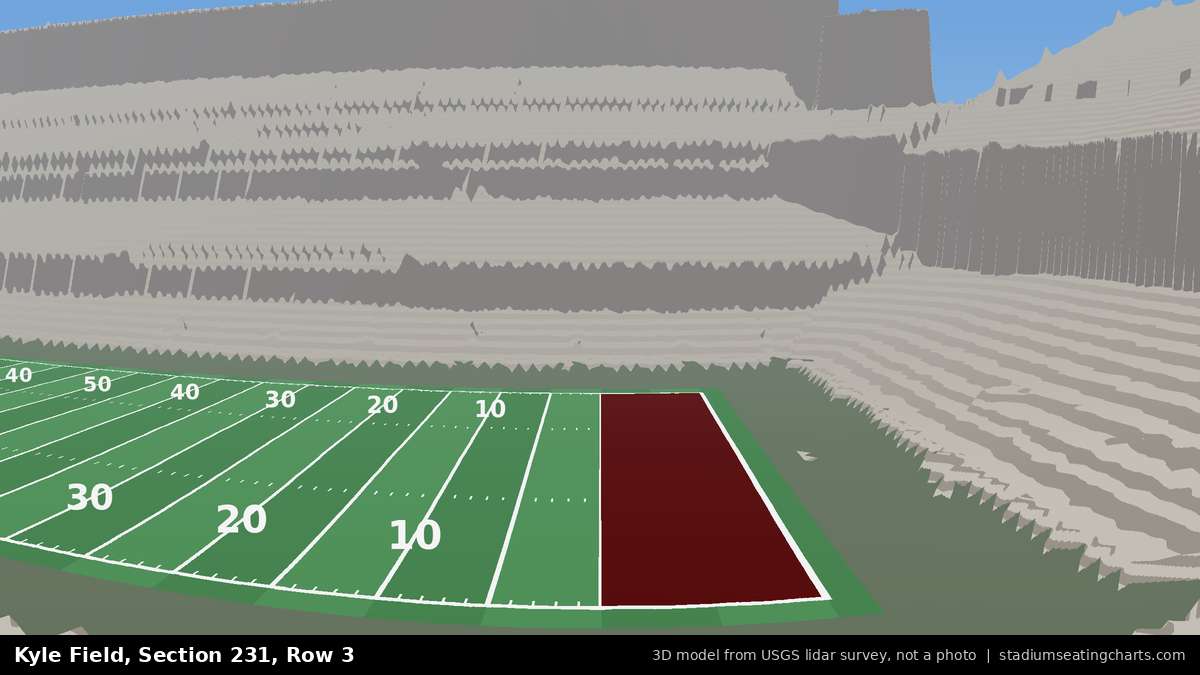 View from Kyle Field Section 231, Row 3, looking toward the field
