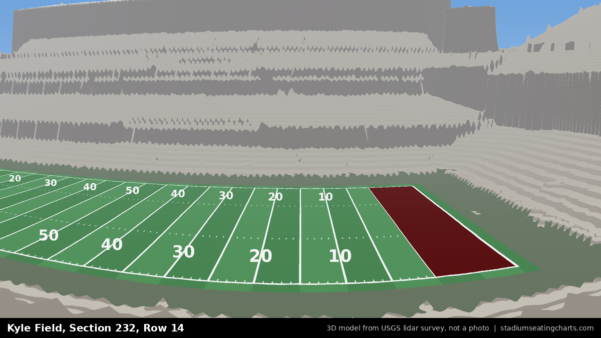 View from Kyle Field Section 232, Row 14, looking toward the field