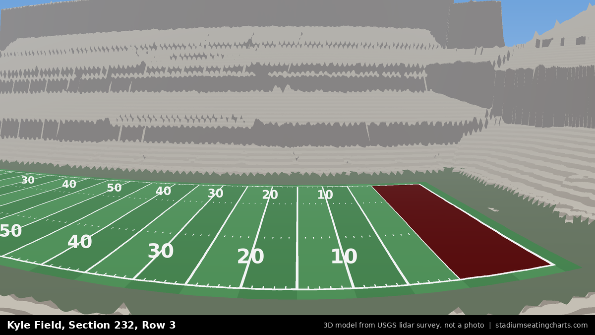 View from Kyle Field Section 232, Row 3, looking toward the field