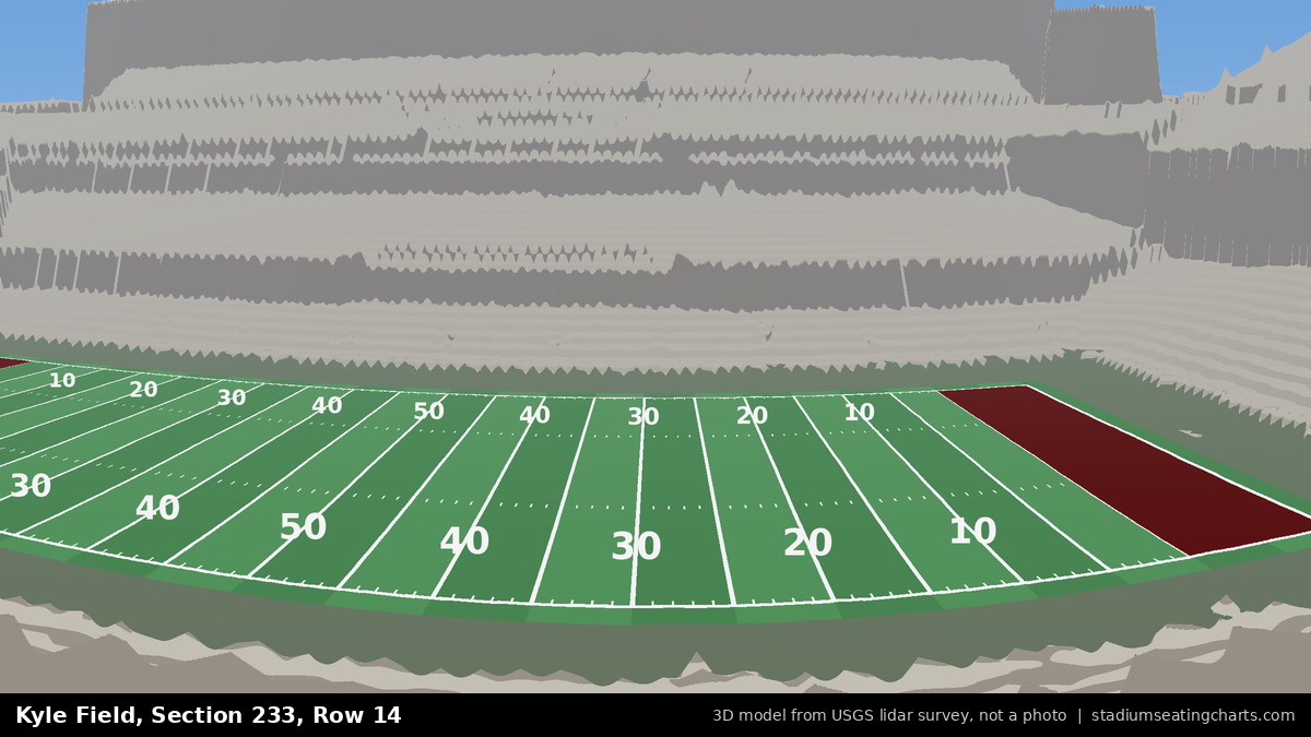 View from Kyle Field Section 233, Row 14, looking toward the field