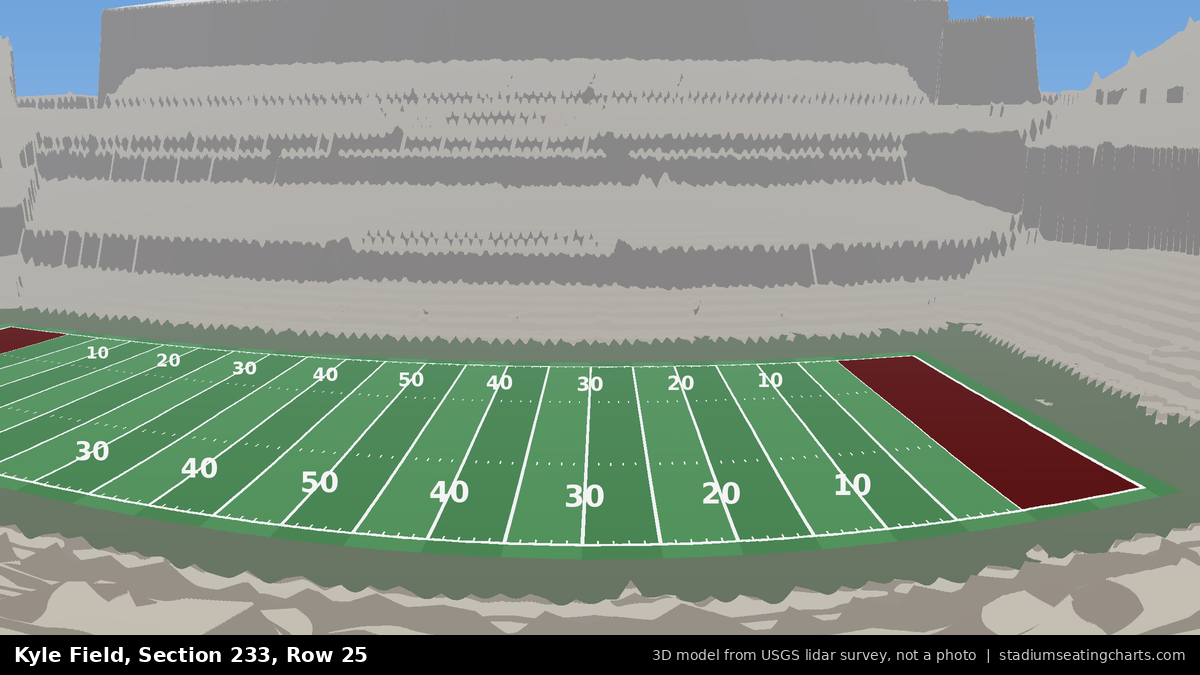 View from Kyle Field Section 233, Row 25, looking toward the field
