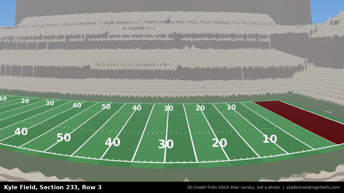 View from Kyle Field Section 233, Row 3, looking toward the field