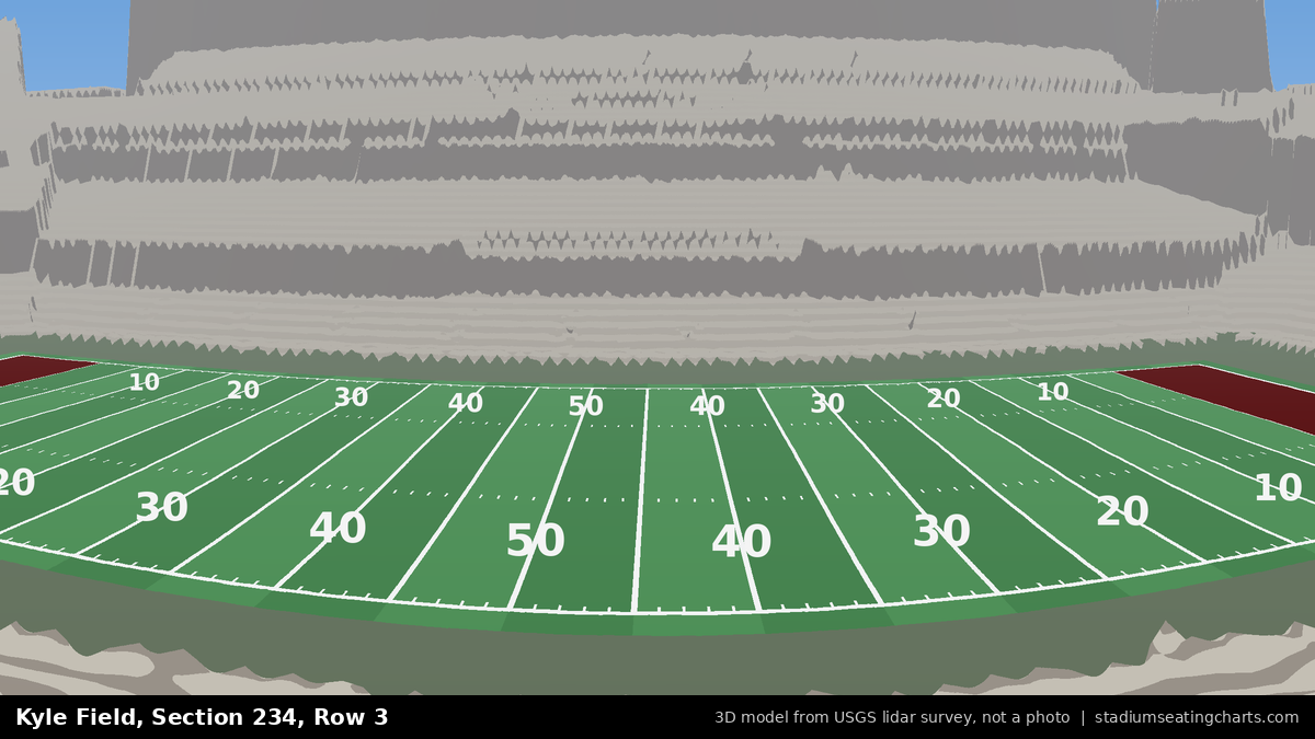 View from Kyle Field Section 234, Row 3, looking toward the field