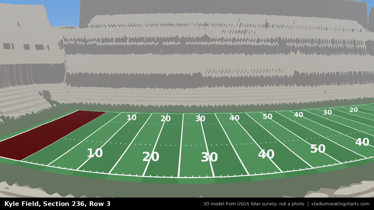 View from Kyle Field Section 236, Row 3, looking toward the field